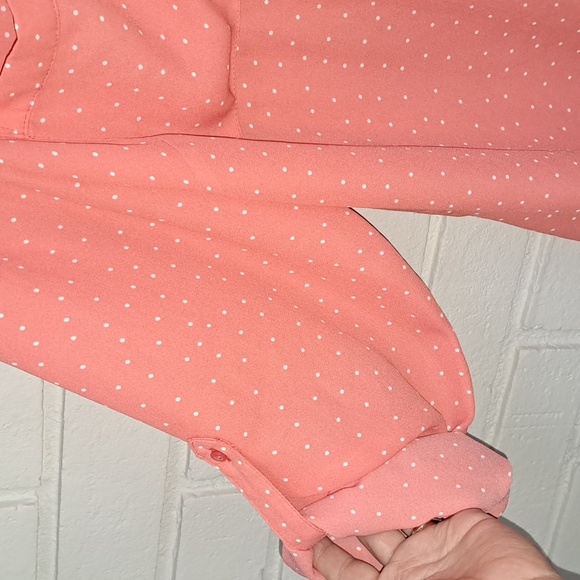 Candies Samon Poka Dot V-Neck Button Down Blouse. Size 3X NWOT - Picture 4 of 9